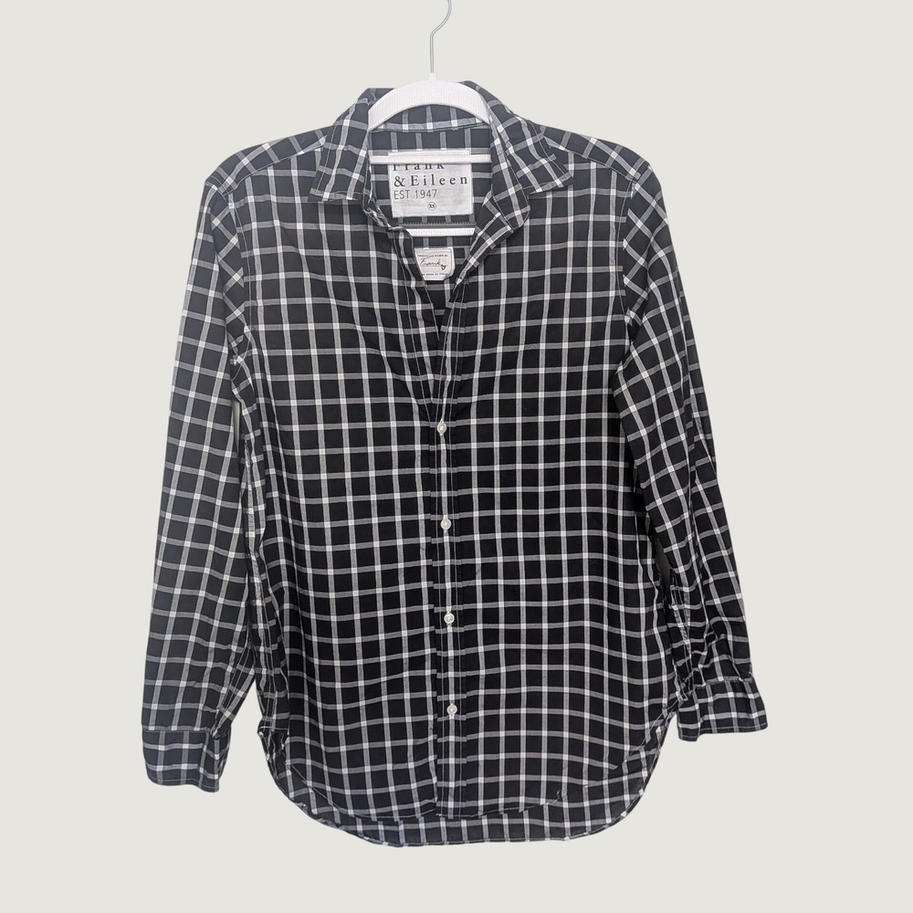 Frank & Eileen Frank Style Button Up Shirt Black White Plaid Cotton XS